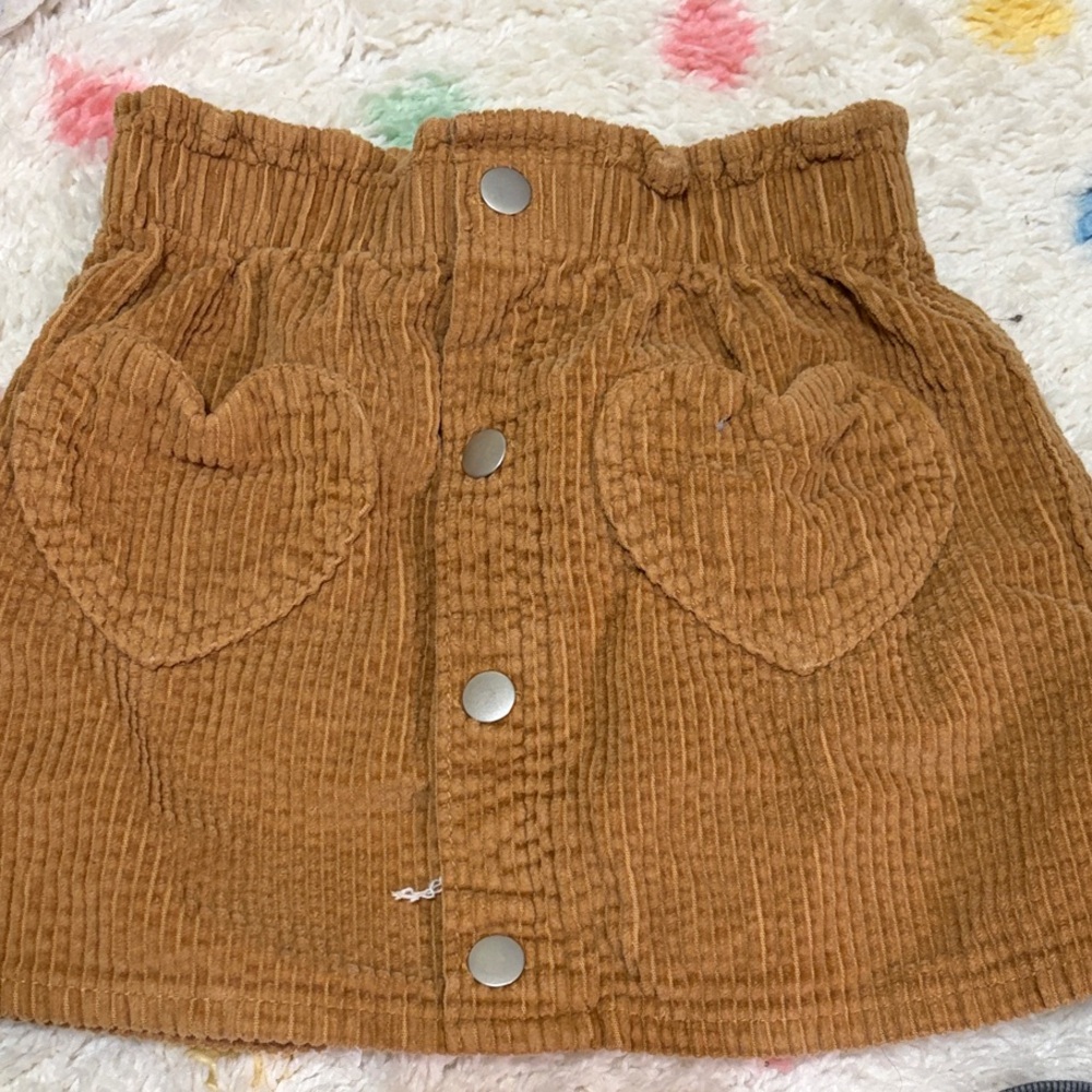 Old Navy Tan Corduroy Skirt with Heart Details